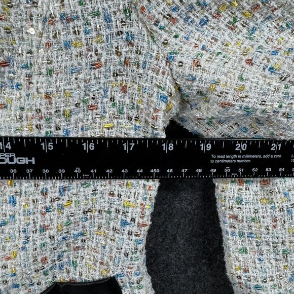 Walter Baker Jacket Women's Medium White Multicolor Tweed Blazer Asymmetrical - Picture 4 of 8